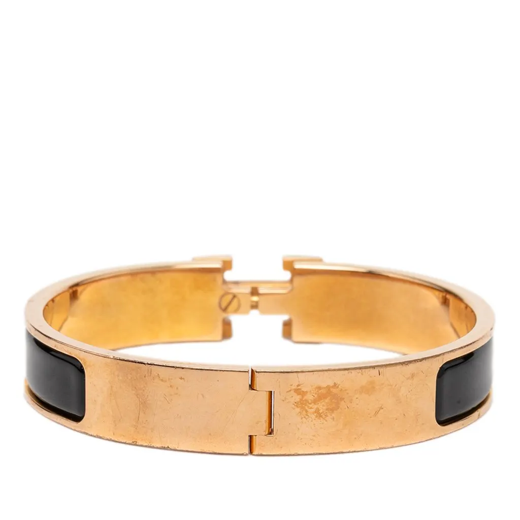 Hermès Narrow Enamel Clic H Bracelet PM Black Very good - Inside View