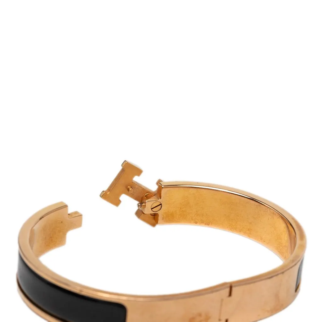 Hermès Narrow Enamel Clic H Bracelet PM Black Very good - Box View