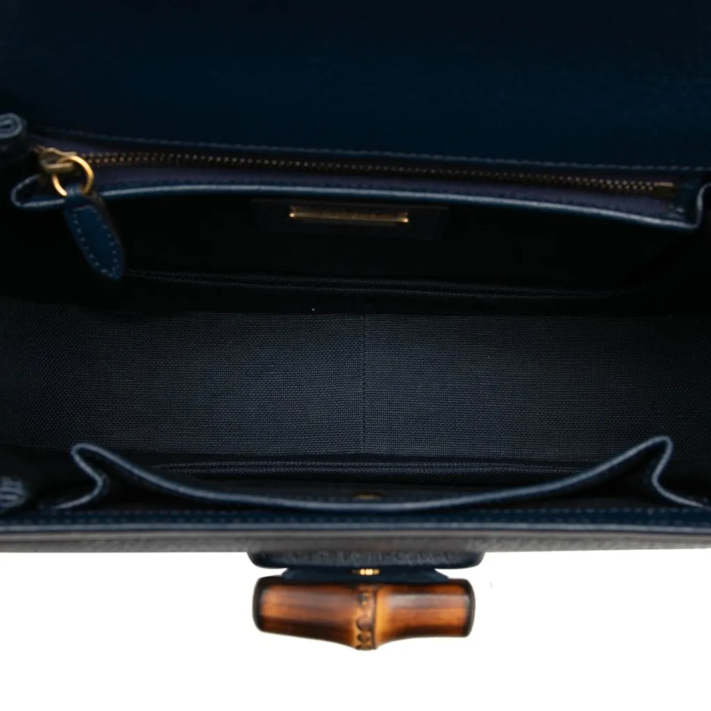 Gucci 100th Anniversary Medium GG Coated Canvas Kaleidoscope 1947 Bamboo Top Handle Bag Blue Canvas Very good - Model View