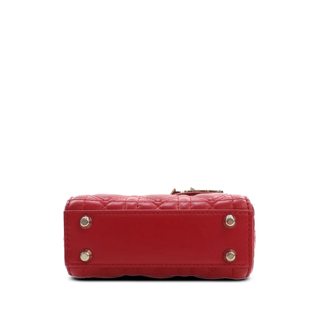 Dior DiorAmour Micro Lambskin Cannage Lady Dior Red Leather Very good - Inside View