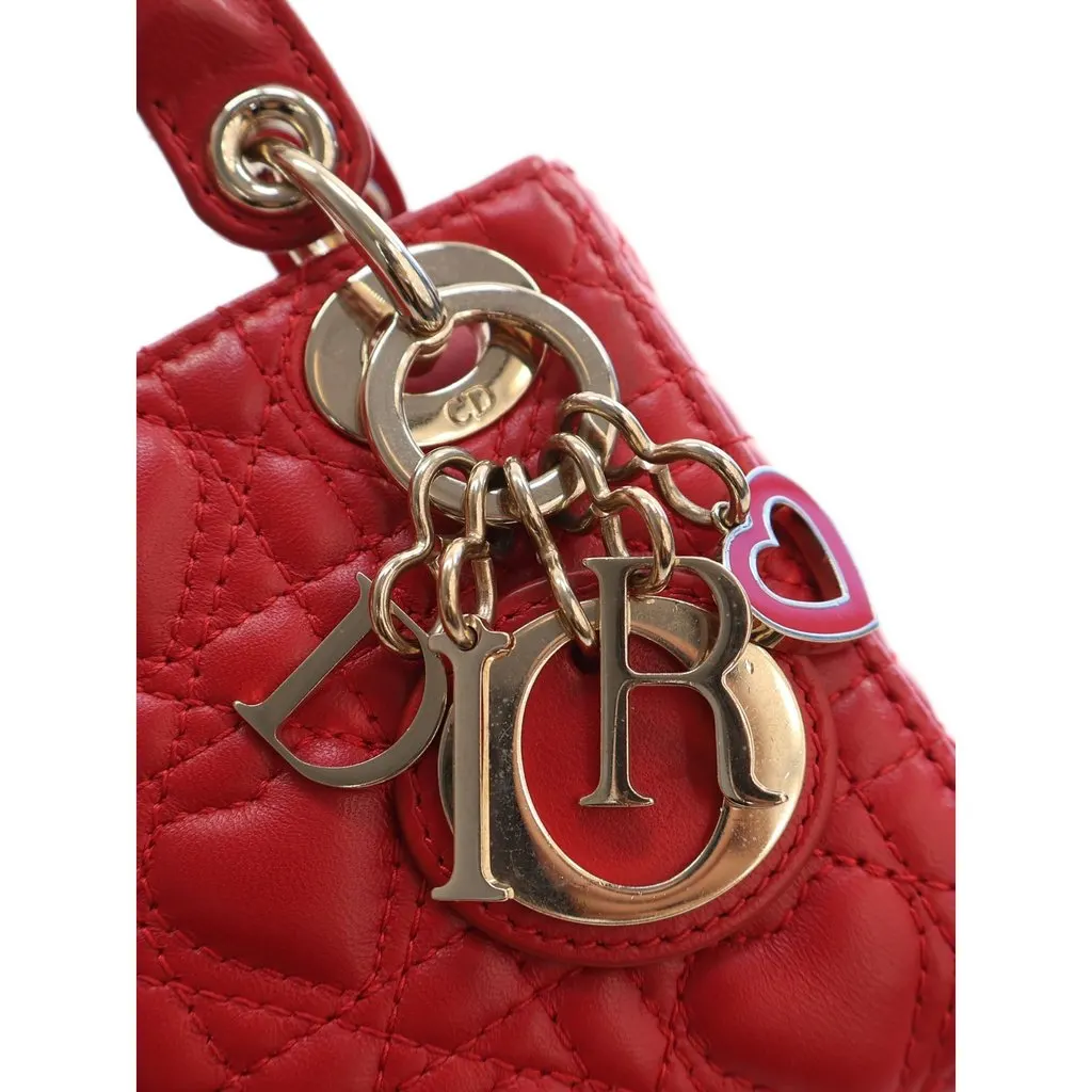 Dior DiorAmour Micro Lambskin Cannage Lady Dior Red Leather Very good - Box View