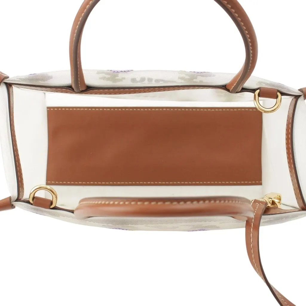 Miu Miu Leather Trimmed Embroidered Mesh Top Handle Bag White Very good - Model View