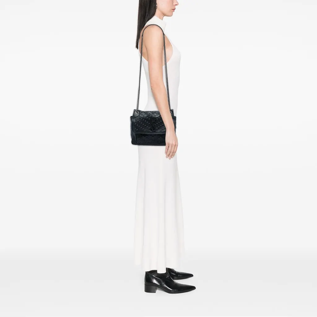 Saint Laurent Medium Studded Calfskin Niki Black Leather Very good - Box View