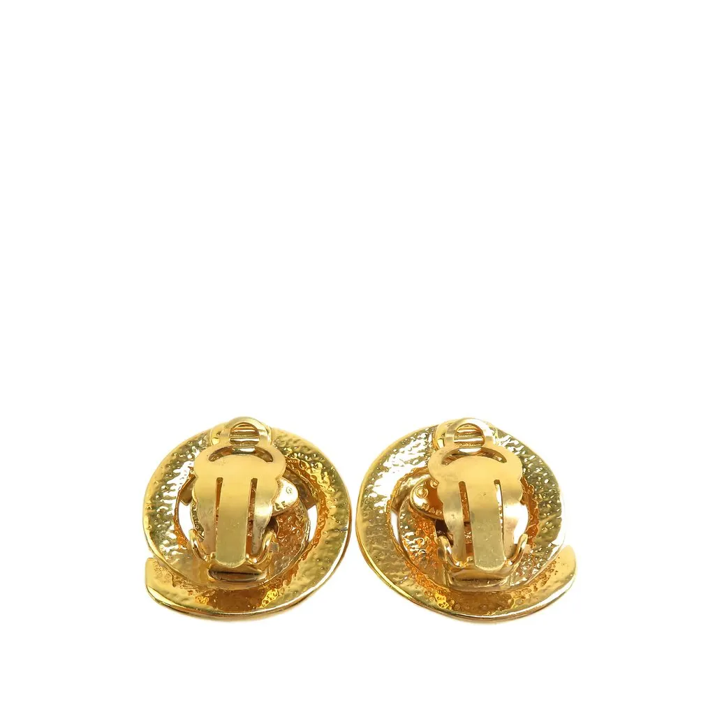 Chanel CC Gold Plated Swirl Clip on Earrings Gold Metal Very good - Back View