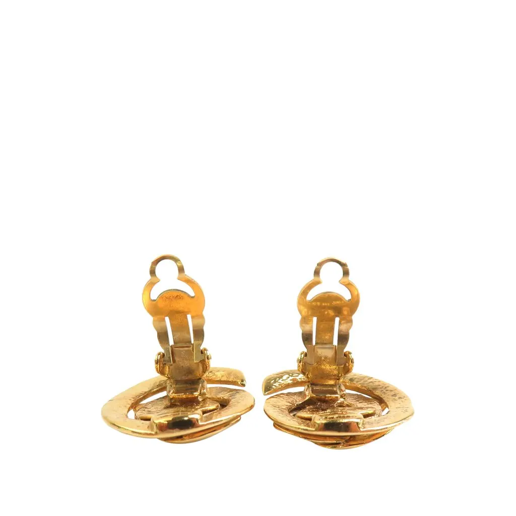 Chanel CC Gold Plated Swirl Clip on Earrings Gold Metal Very good - Inside View