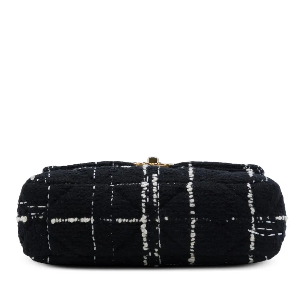 Chanel Medium Tweed 19 Flap Black Tweed Good - Inside View