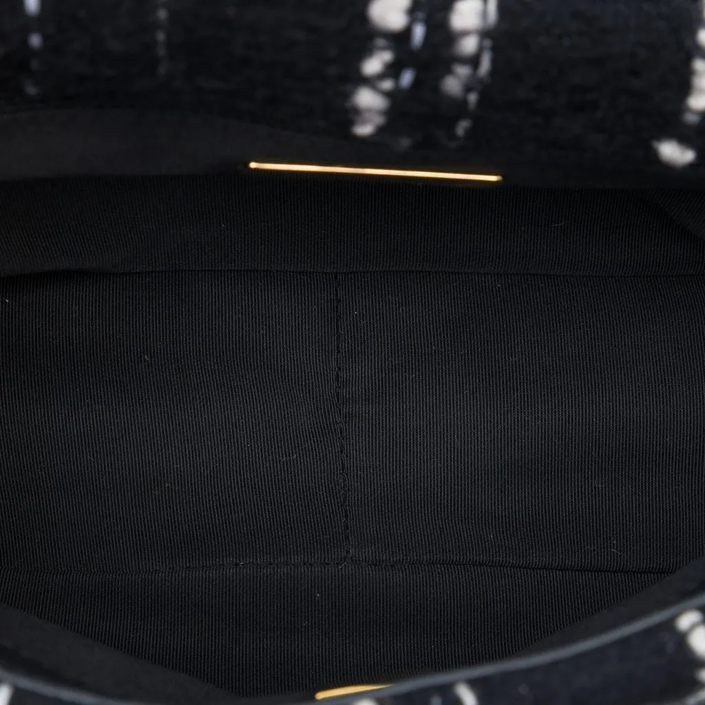 Chanel Medium Tweed 19 Flap Black Tweed Good - Model View