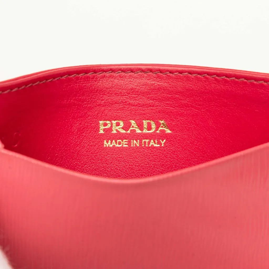 Prada Vitello Move Card Holder Pink Leather Very good - Box View
