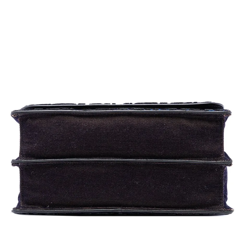 Dior Large Oblique Canvas and Velvet Diorama Flap Blue Very good - Inside View
