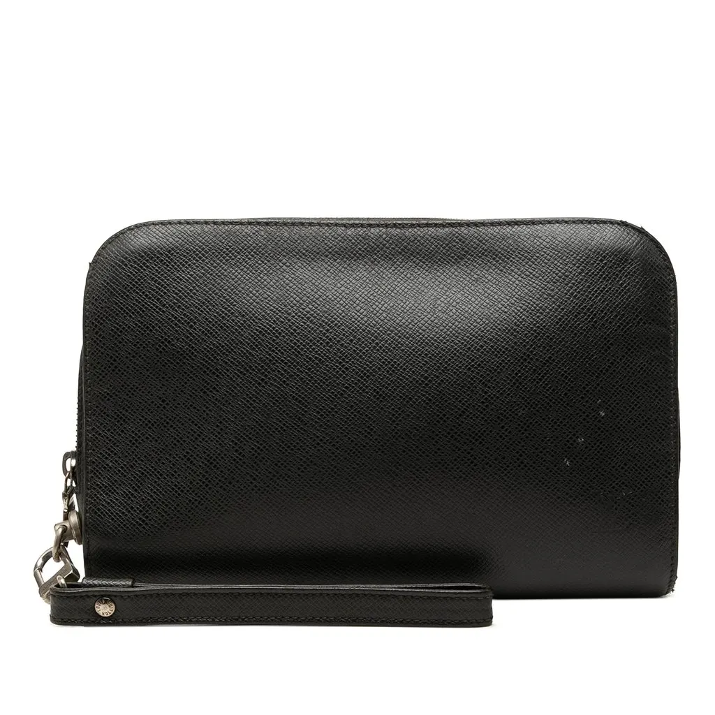 Louis Vuitton Taiga Pochette Baikal Black Leather Good - Front View