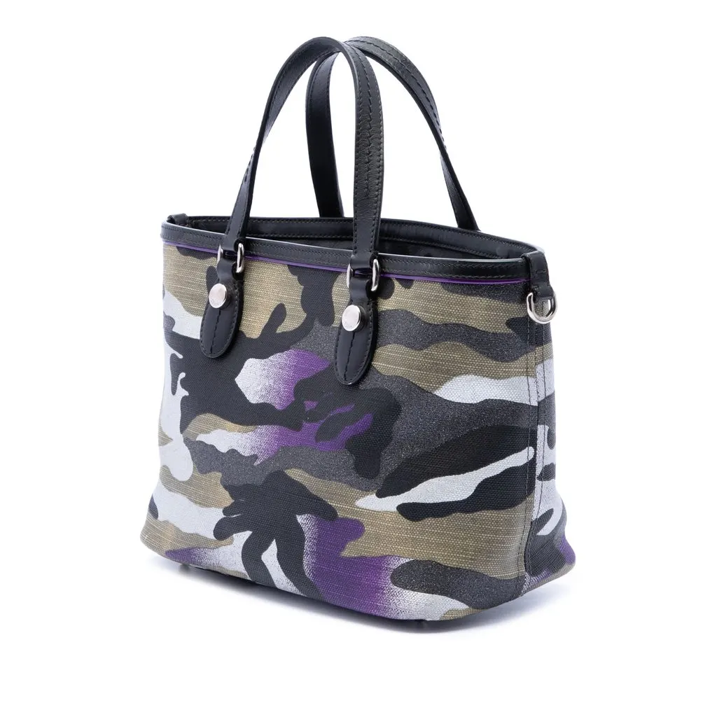 Dior Anselm Reyle Mini Canvas Camouflage Shopping Tote Purple Very good - Back View