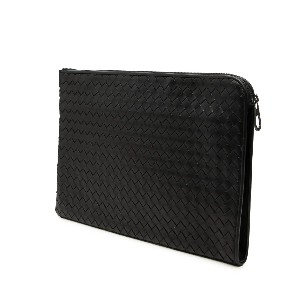 Bottega Veneta Medium Nappa Intrecciato Document Case Black Leather Very good - Back View