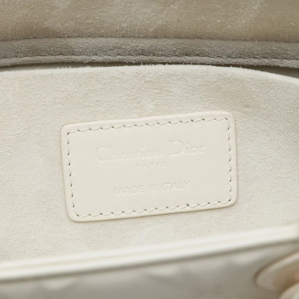 Dior Medium Calfskin Cannage Diamond Lady D Joy White Leather Very good - Box View
