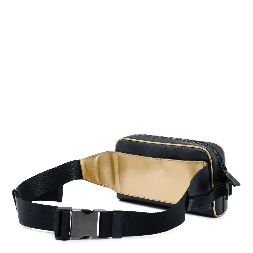 Prada Saffiano Belt Bag Black Leather Very good - Back View