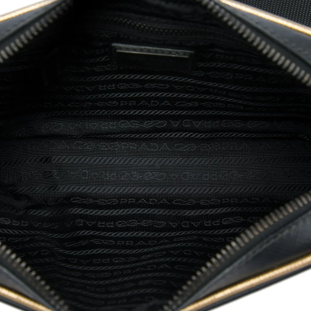 Prada Saffiano Belt Bag Black Leather Very good - Model View