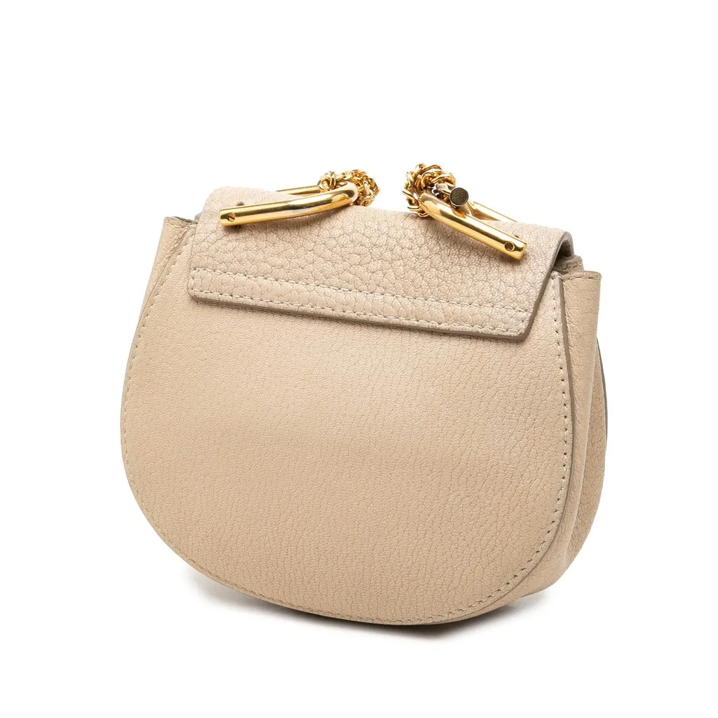 Chloé Nano Grained Calfskin Drew Crossbody Brown Leather Very good - Back View