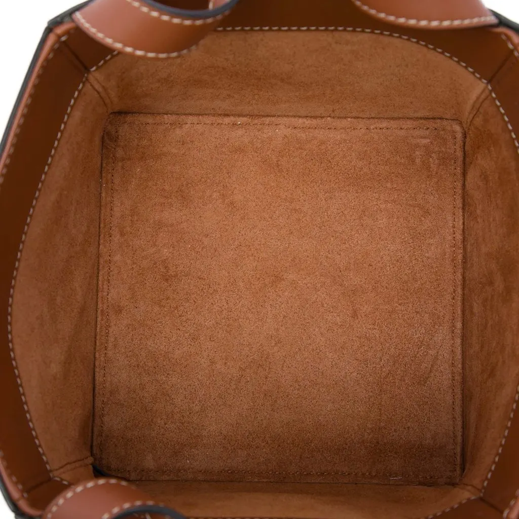 Celine Calfskin Cuir Triomphe Cube Handbag Brown Leather Very good - Model View