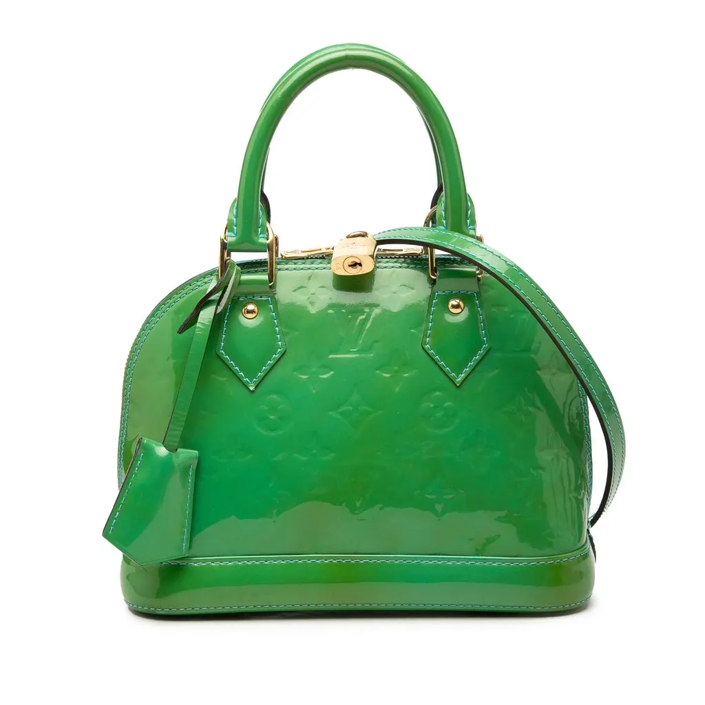 Louis Vuitton Monogram Vernis Alma BB Green Leather Good - Front View