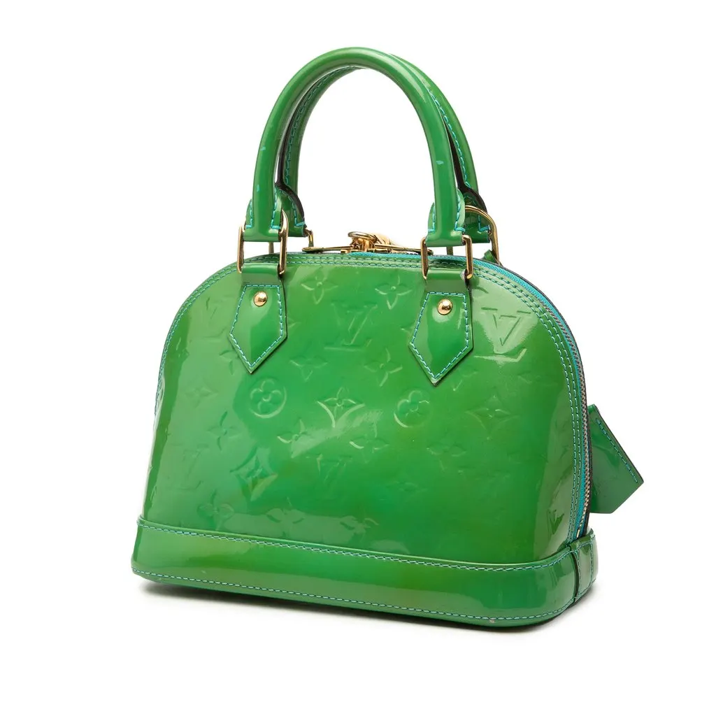 Louis Vuitton Monogram Vernis Alma BB Green Leather Good - Back View