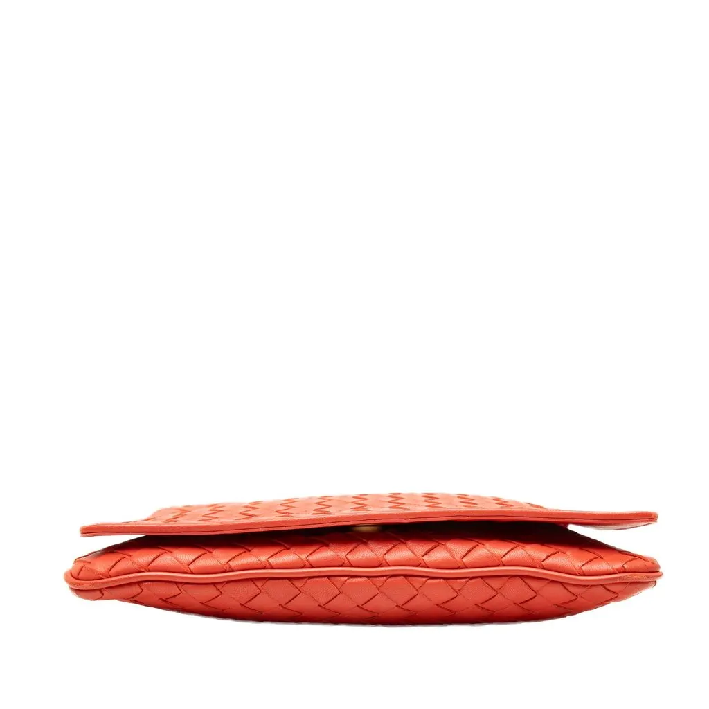 Bottega Veneta Nappa Intrecciato Flap Crossbody Orange Leather Very good - Inside View