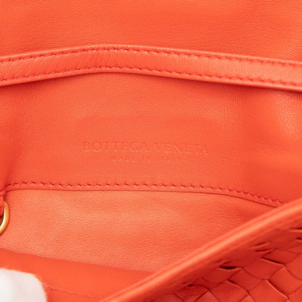 Bottega Veneta Nappa Intrecciato Flap Crossbody Orange Leather Very good - Box View