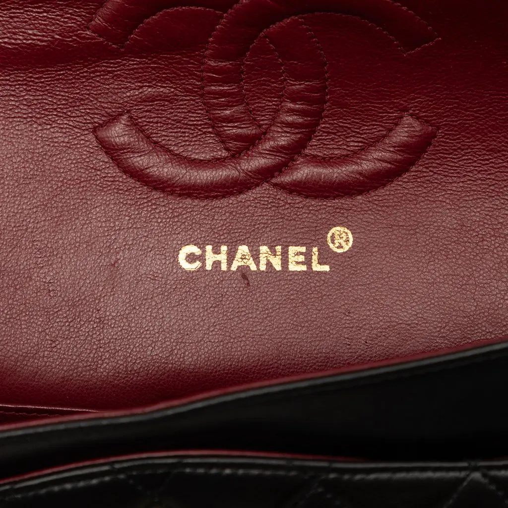 Chanel Medium Classic Lambskin Double Flap Black Leather Very good - Box View