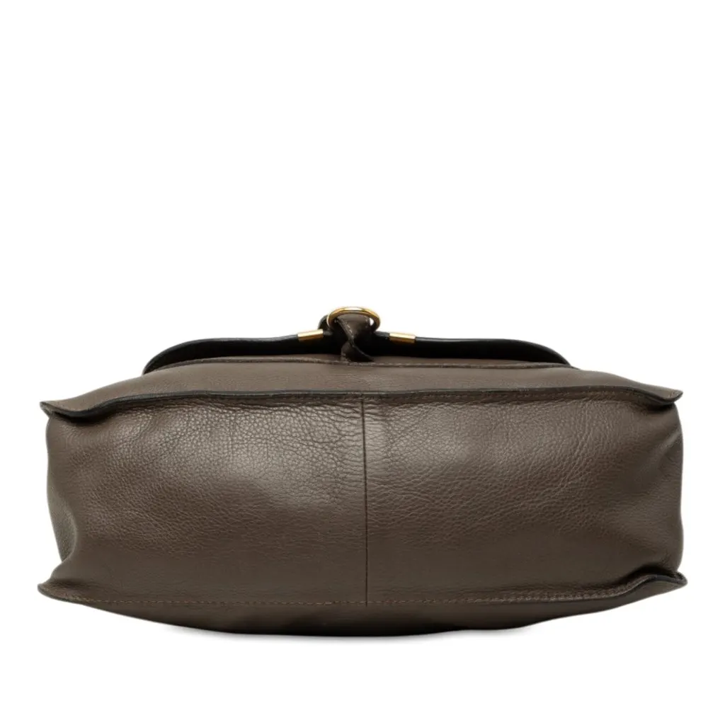 Chloé Medium Pebbled Calfskin Marcie Satchel Brown Leather Good - Inside View