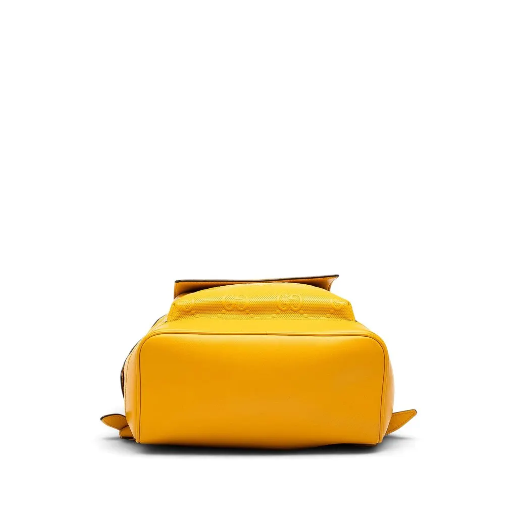 Gucci GG Embossed Perforated Calfskin Backpack Yellow Leather Good - Inside View