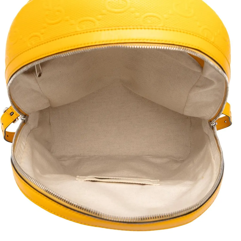 Gucci GG Embossed Perforated Calfskin Backpack Yellow Leather Good - Model View