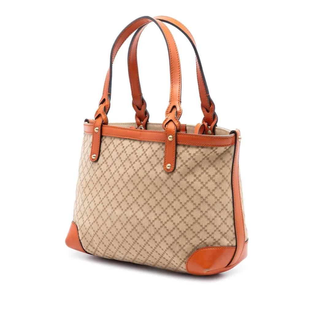 Gucci Small Diamante Canvas Craft Tote Beige Very good - Back View