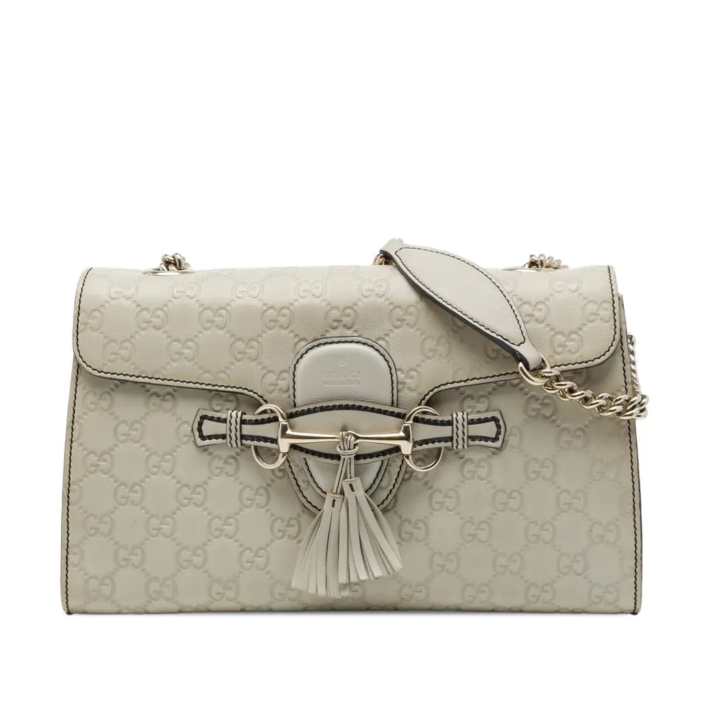 Gucci Medium Guccissima Emily Shoulder Bag Brown Leather Good - Front View