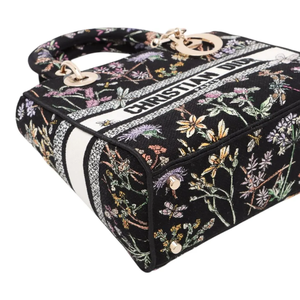 Dior Medium Embroidered Canvas Herbarium Lady D Lite Black Very good - Inside View