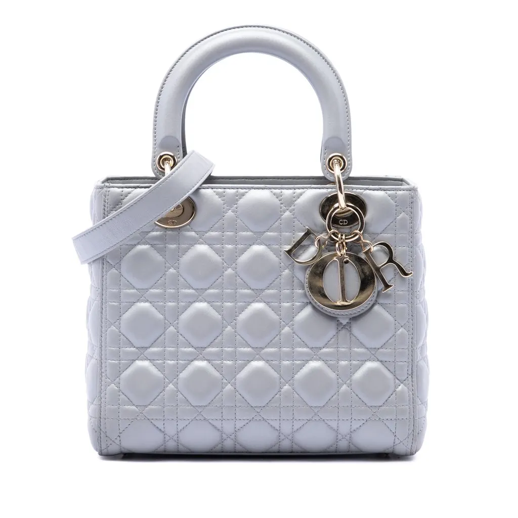 Dior Medium Pearlescent Lambskin Cannage Lady Dior MultiColor Leather Very good - Front View