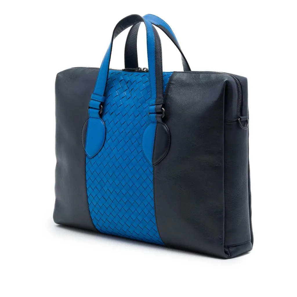 Bottega Veneta Bicolor Nappa Intrecciato Briefcase Black Leather Very good - Back View