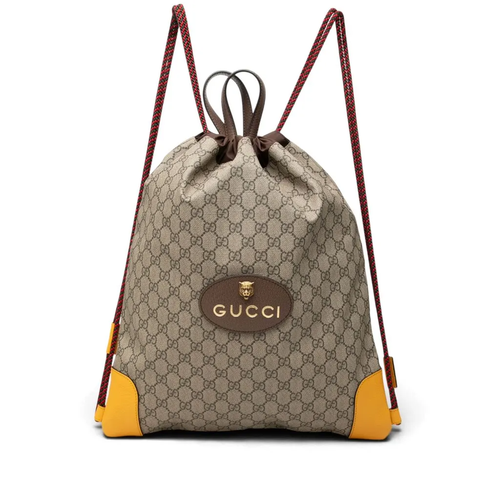Gucci GG Supreme Neo Vintage Drawstring Backpack Beige Canvas Very good - Front View