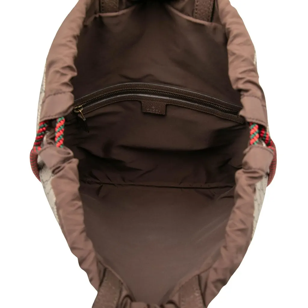 Gucci GG Supreme Neo Vintage Drawstring Backpack Beige Canvas Very good - Model View