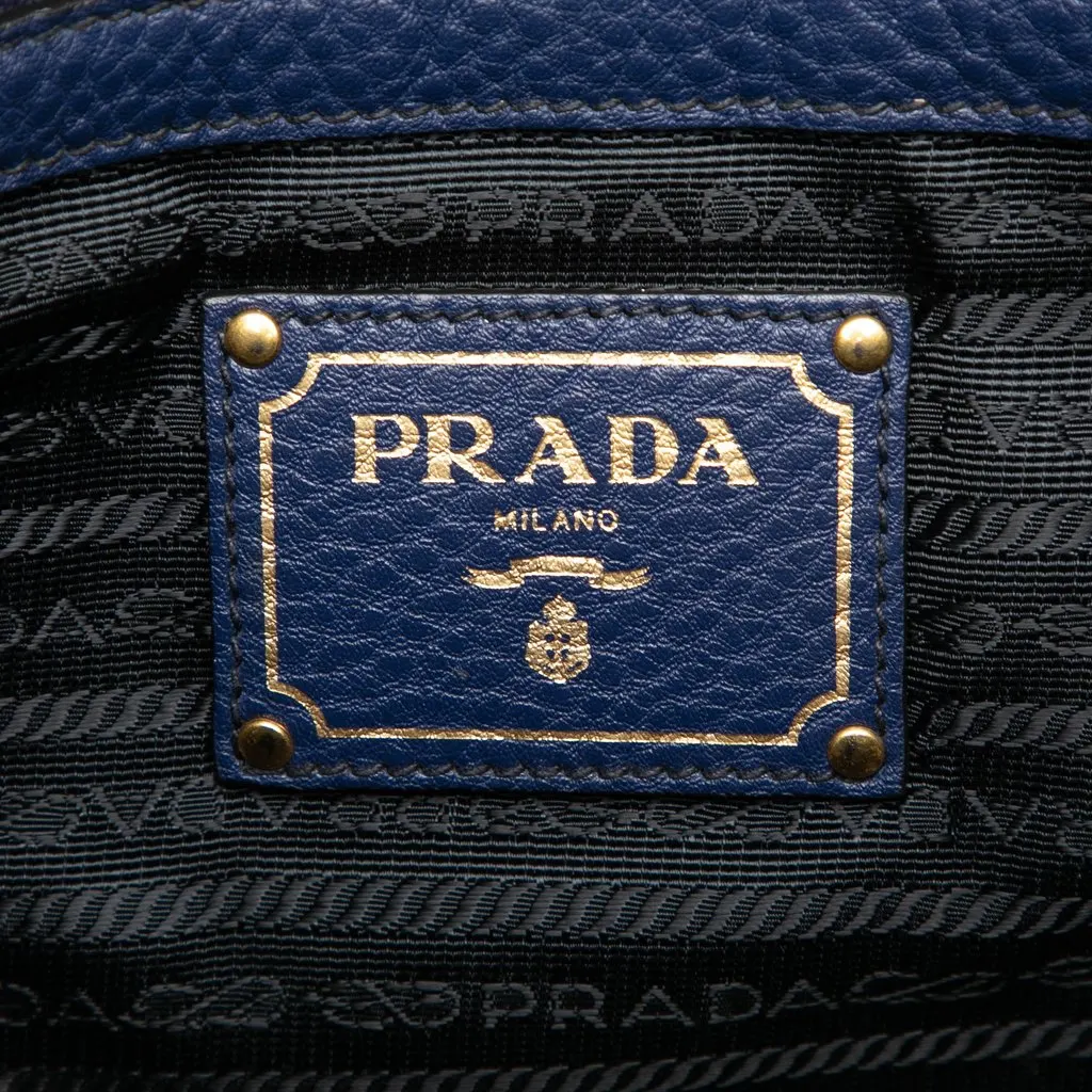 Prada Vitello Daino Canapa Logo Tote Blue Leather Very good - Box View