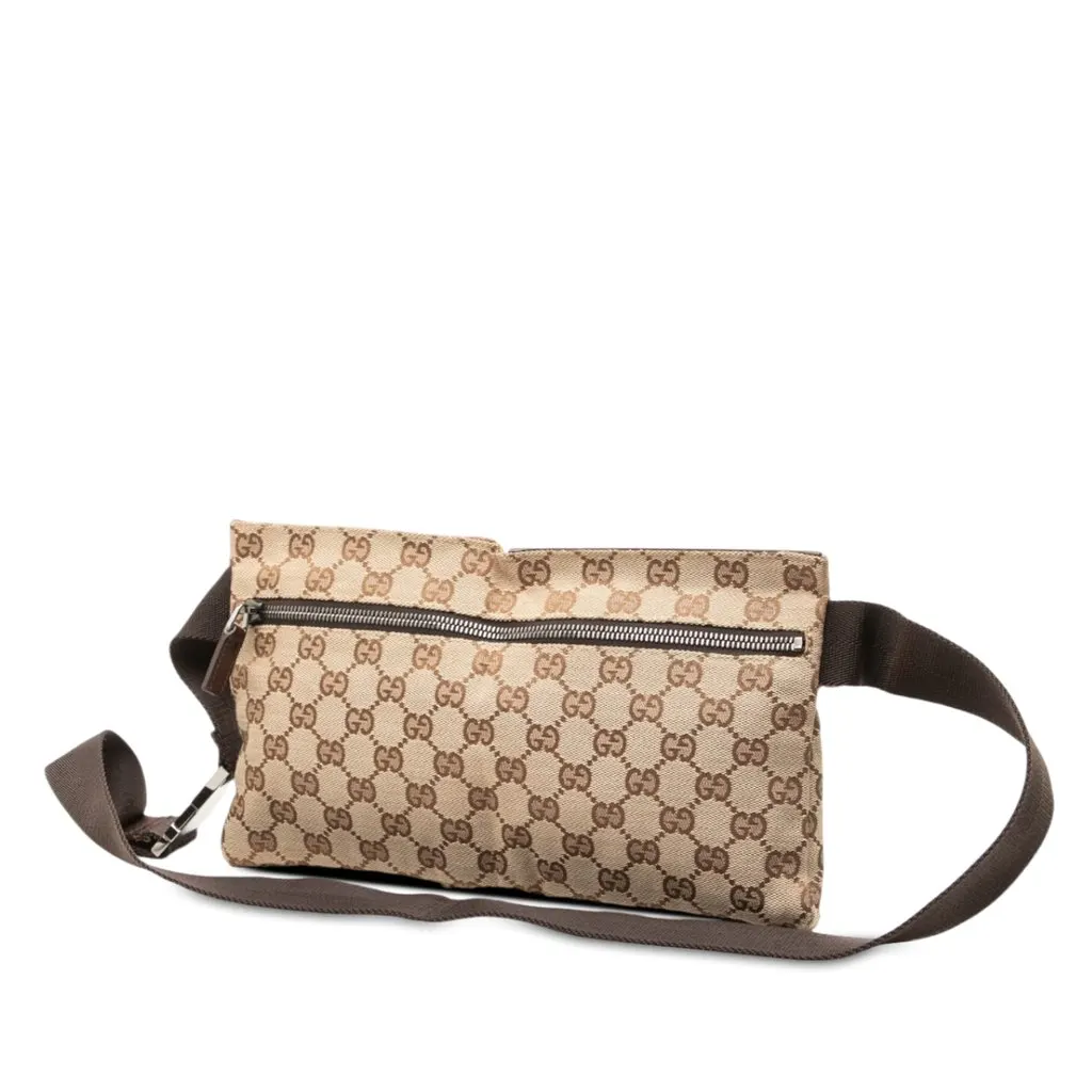 Gucci GG Canvas Double Pocket Belt Bag Beige Very good - Back View