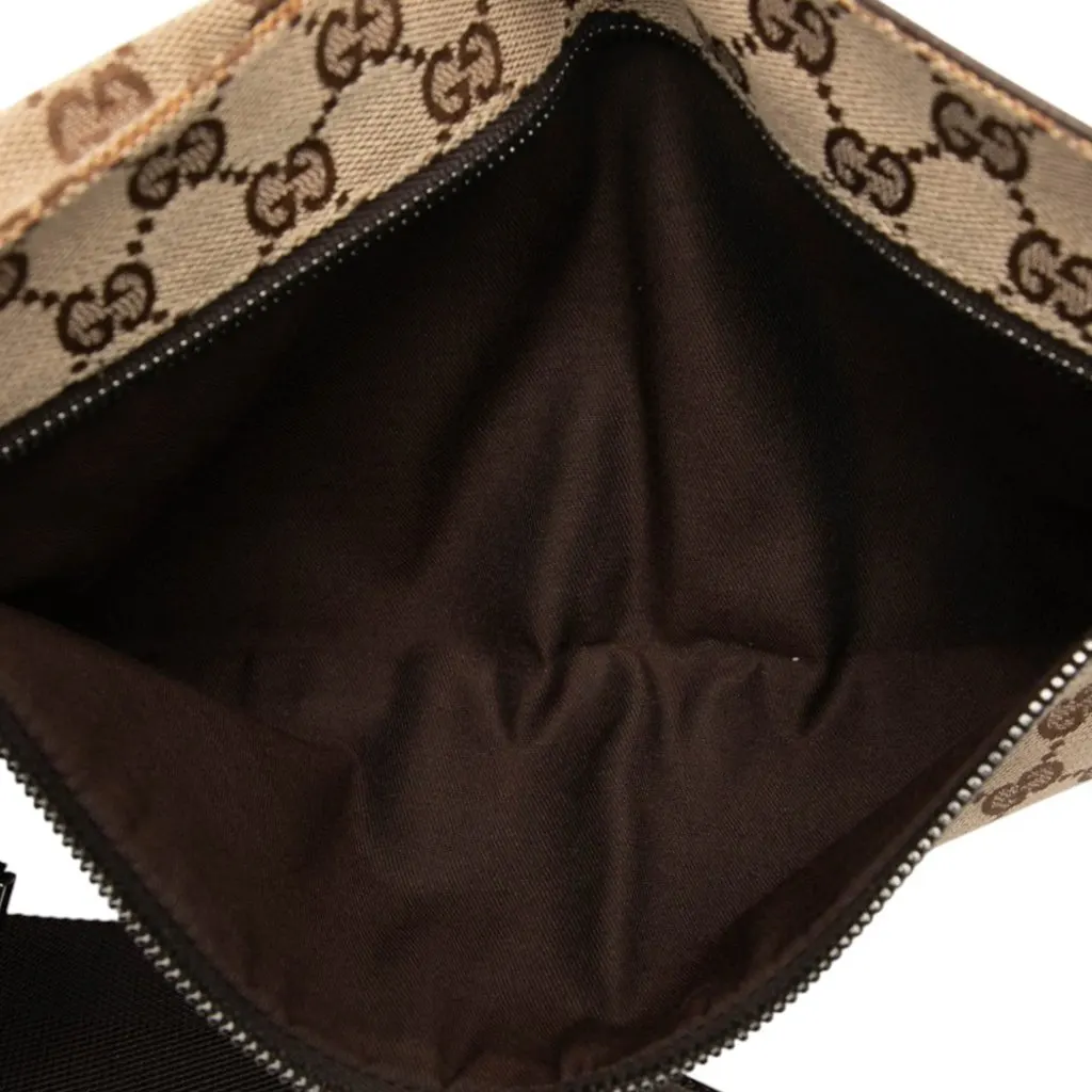 Gucci GG Canvas Double Pocket Belt Bag Beige Very good - Model View