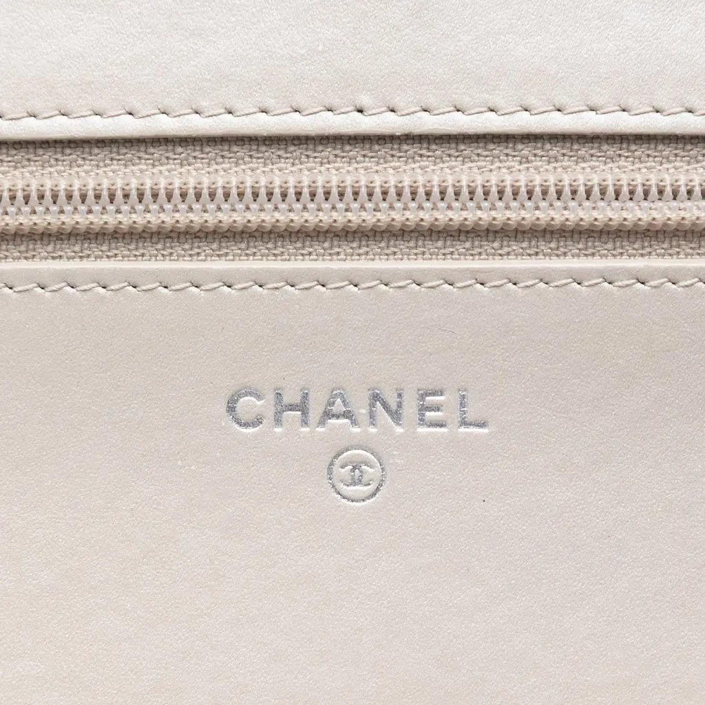 Chanel Quilted Patent Boy Wallet on Chain Beige Leather Very good - Box View