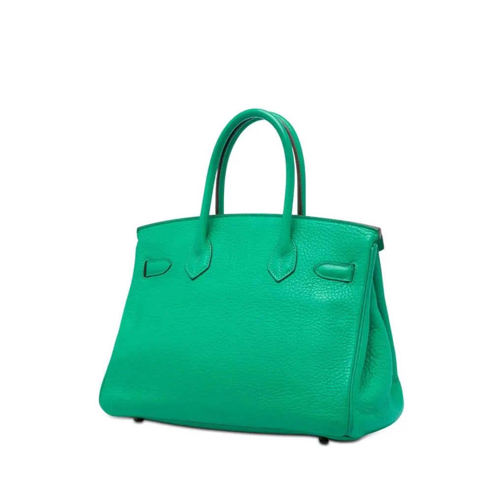Hermès Clemence Birkin Retourne 30 Green Leather Very good - Back View