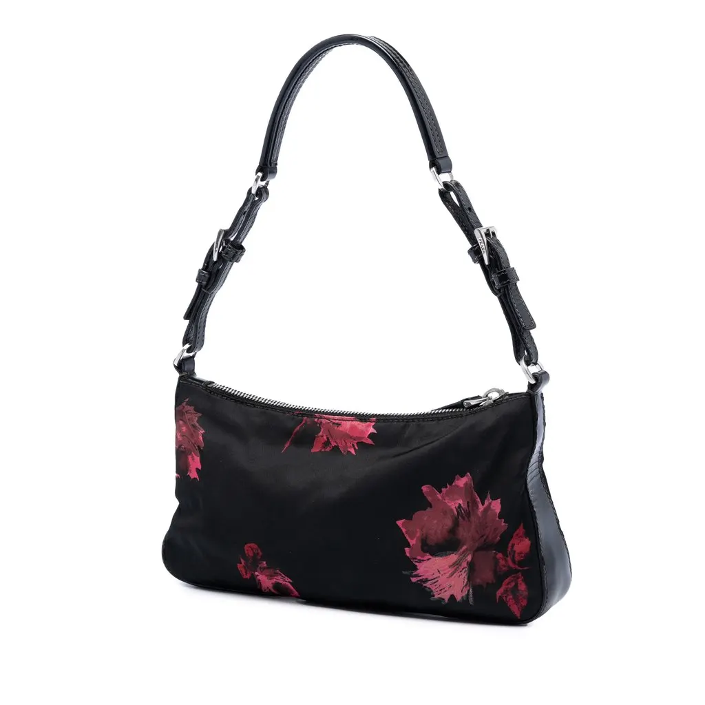 Prada Tessuto Floral Stampato Pochette Black Very good - Back View
