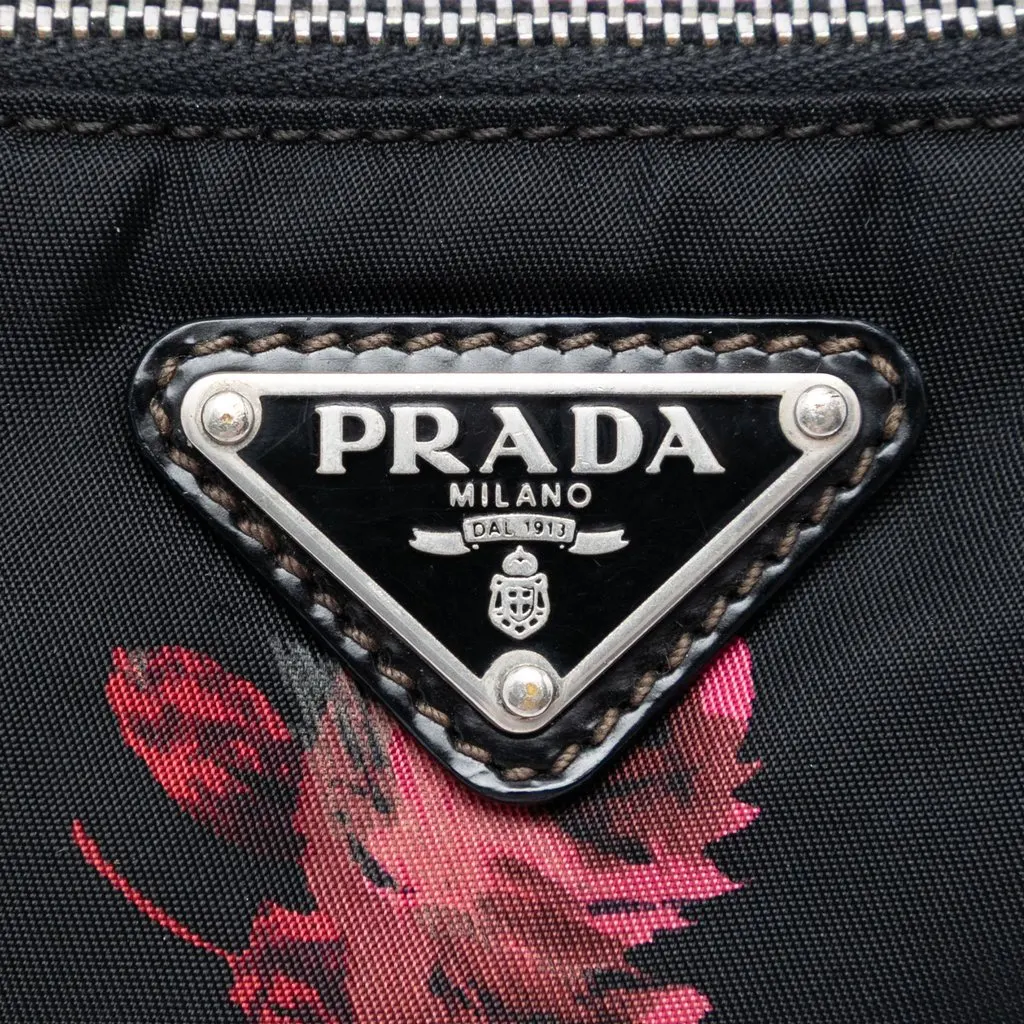 Prada Tessuto Floral Stampato Pochette Black Very good - Box View