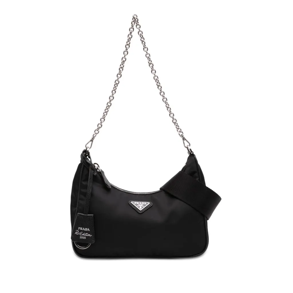 Prada Saffiano Trimmed Re Nylon Re Edition 2005 Satchel Black Very good - Front View