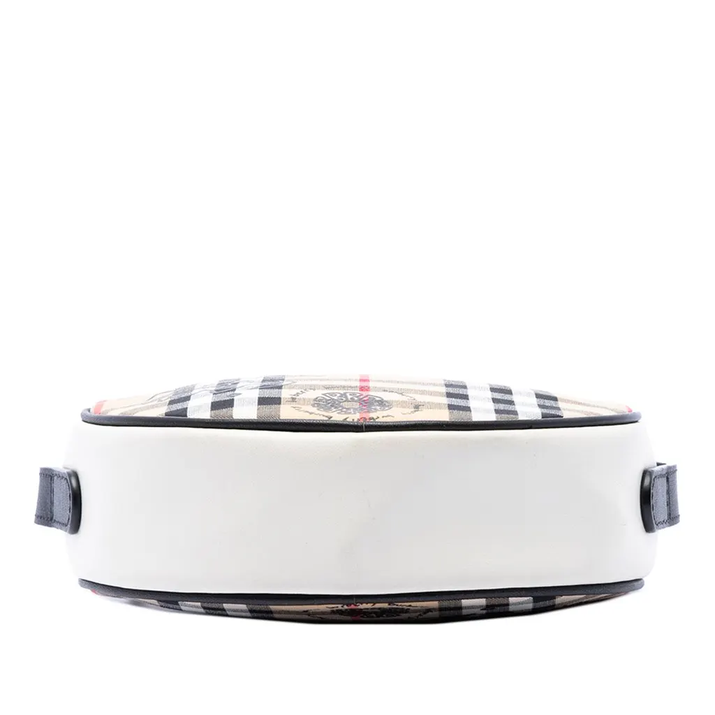 Burberry House Check Canvas and Calfskin Cartoon Print Round Crossbody Beige Very good - Inside View
