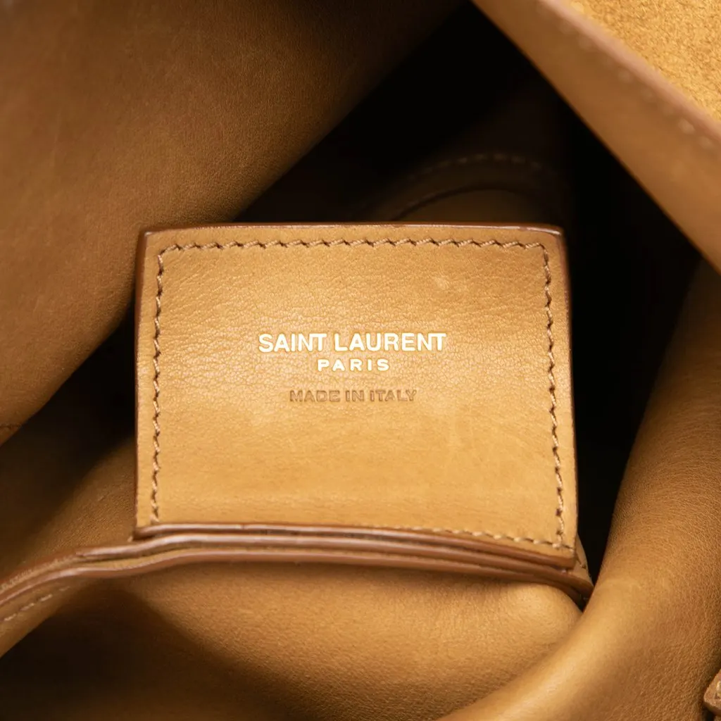 Saint Laurent Suede Tanger Hobo Brown Suede Good - Box View