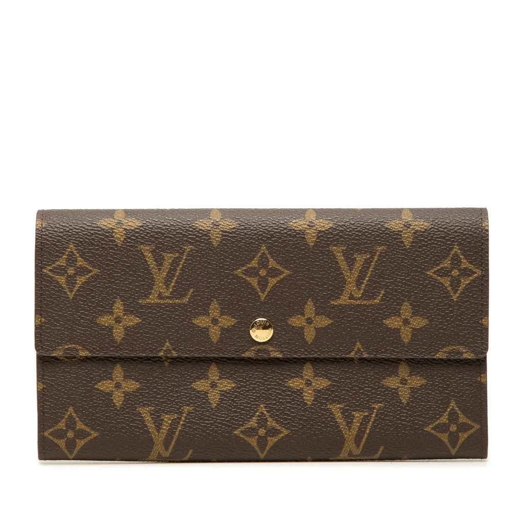 Louis Vuitton Monogram Sarah Long Wallet Brown Canvas Very good - Front View