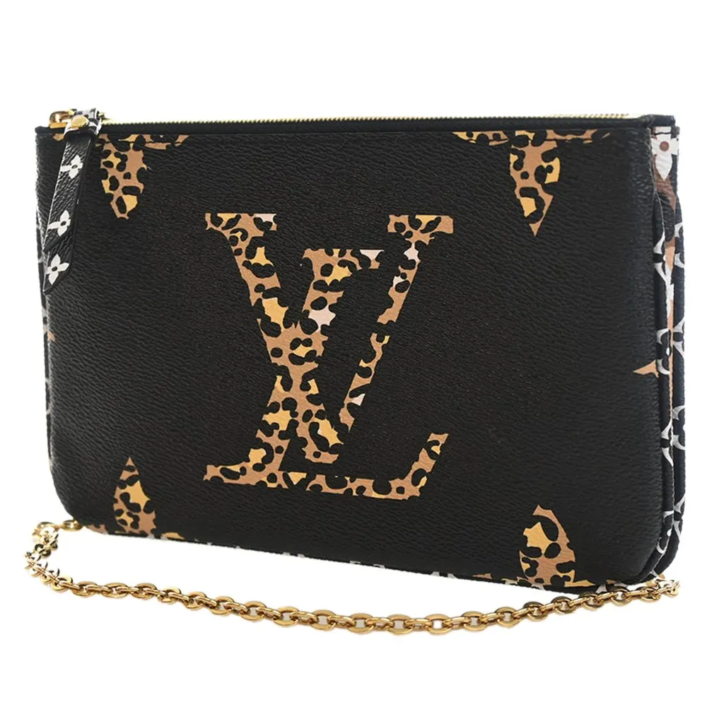 Louis Vuitton Monogram Giant Jungle Double Zip Pochette Black Very good - Model View