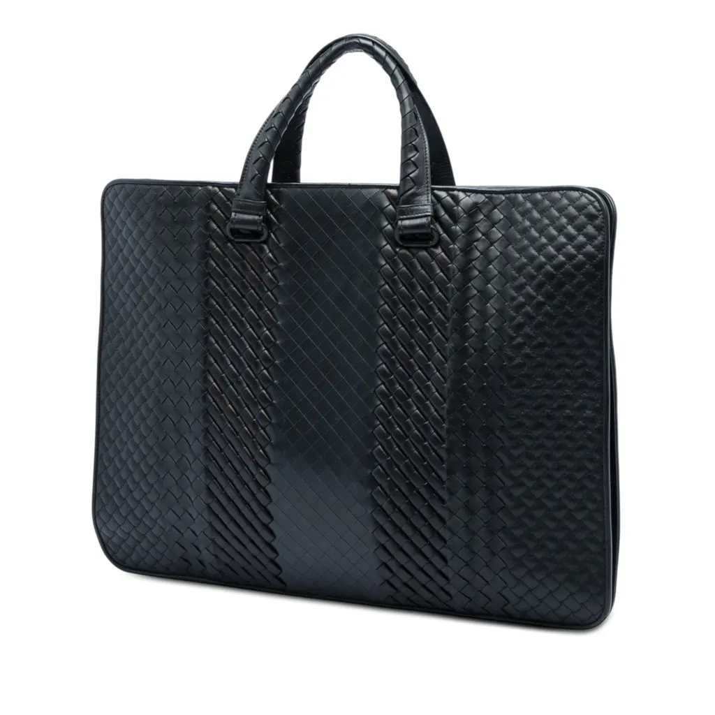 Bottega Veneta Nappa Intrecciato Club Fume Briefcase Black Leather Very good - Back View