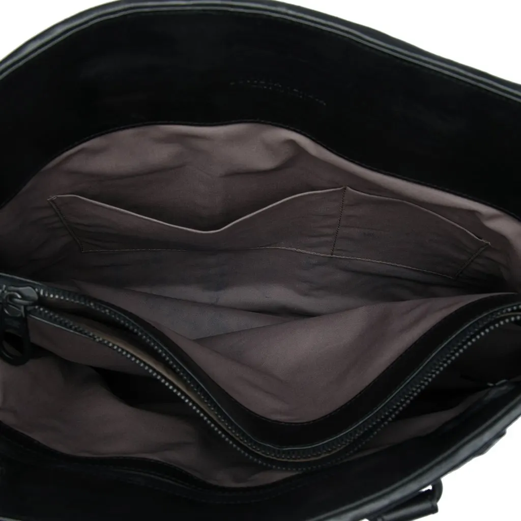 Bottega Veneta Nappa Intrecciato Club Fume Briefcase Black Leather Very good - Model View